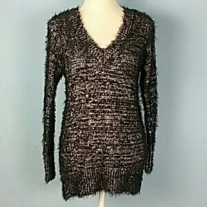 Rock & Republic Black/Silver Eyelash Sweater Sz S